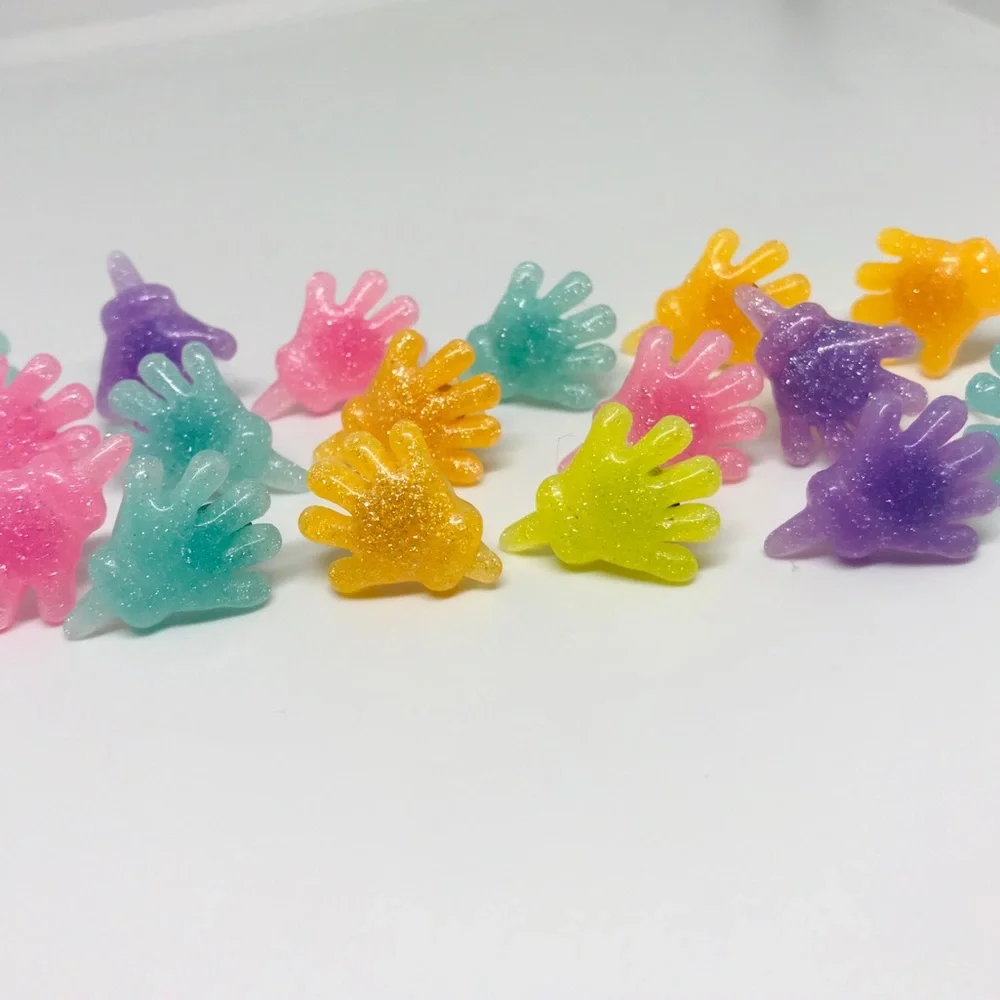 Orange Glitter Sticky Hand Resin Kawaii Hand Crafted Stud Earrings